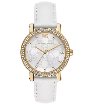 Michael Kors Corey Three Hand White Dial White Leather Strap Watch For Women - MK2985 Buy Now By Michael Kors