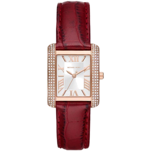 Michael Kors Emery Quartz Diamonds Silver Dial Red Leather Strap Watch For Women - MK4689 Buy Now By Michael Kors