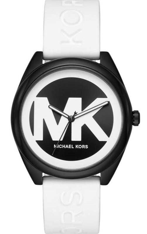 Michael Kors Janelle Three Hand Black Dial White Rubber Strap Watch For Women - MK7137 Buy Now By Michael Kors