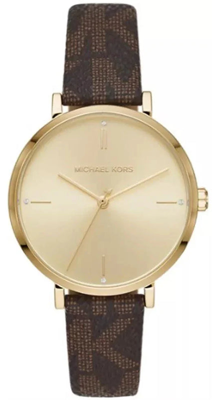 Michael Kors Jayne Three Hand Gold Dial Brown Leather Strap Watch For Women - MK7129 Buy Now By Michael Kors