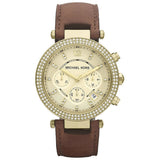 Michael Kors Parker Champagne Gold Dial Brown Leather Strap Watch for Women - MK2249 Buy Now By Michael Kors