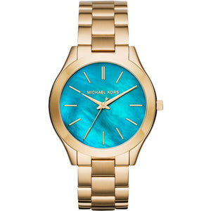 Michael Kors Slim Runway Blue Dial Gold Steel Strap Watch for Women - MK3265 Buy Now By Michael Kors