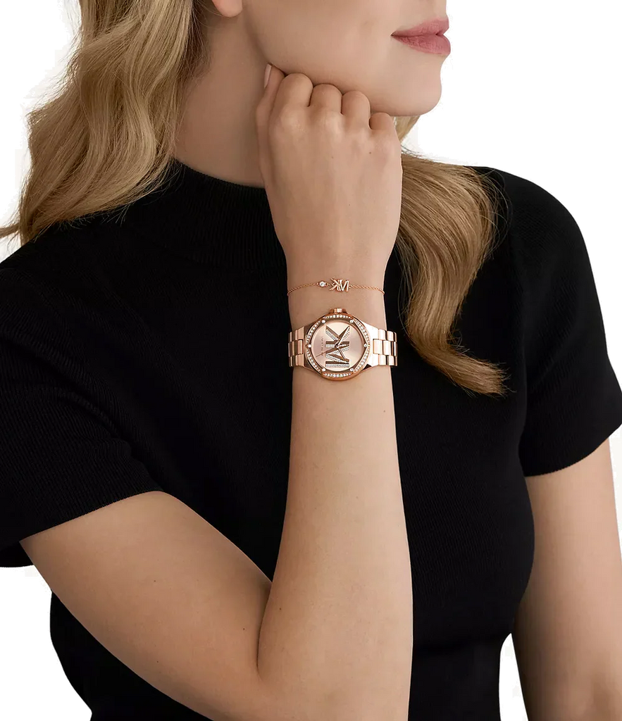 Michael Kors Lennox Three Hand Rose Gold Dial Rose Gold Steel Strap Watch For Women - MK1063 Buy Now By Michael Kors