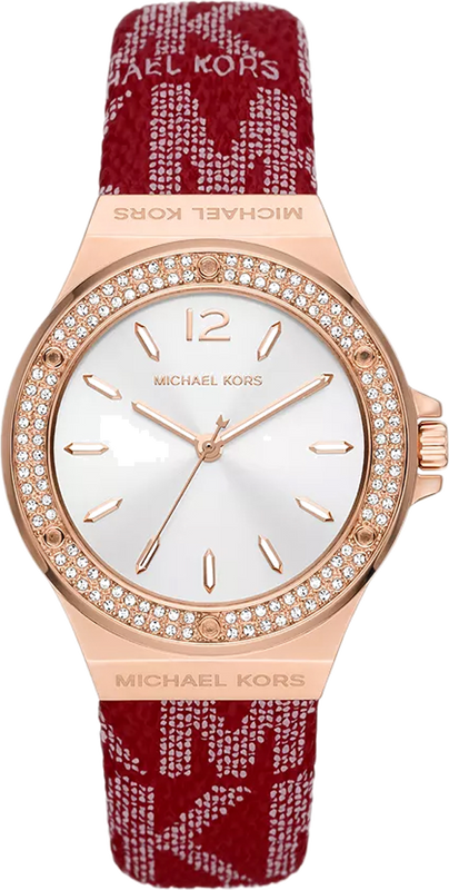 Michael Kors Lennox Three Hand Silver Dial Red Leather Strap Watch For Women - MK7308 Buy Now By Michael Kors