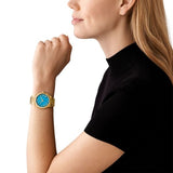 Michael Kors Lennox Analog Blue Dial Gold Steel Strap Watch for Women - MK7460 Buy Now By Michael Kors