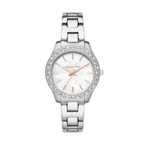 Michael Kors Liliane Three Hand Mother of Pearl White Dial Silver Steel Strap Watch For Women - MK4556 Buy Now By Michael Kors