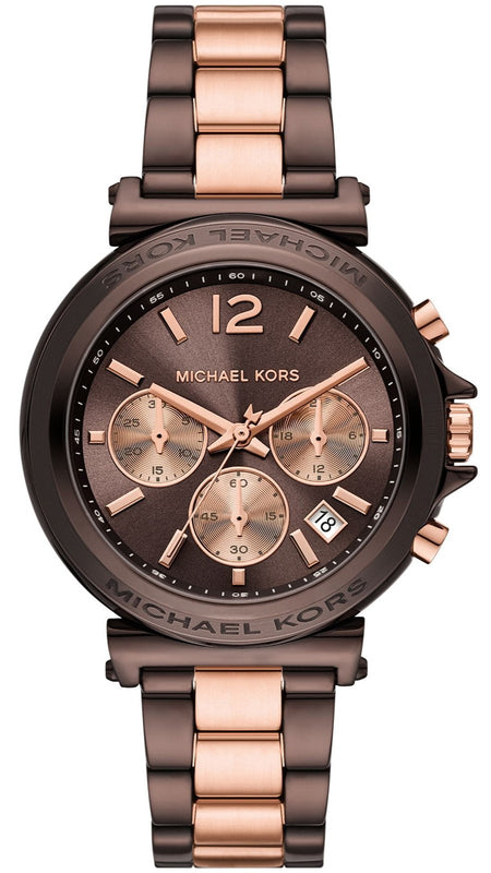 Michael Kors Maren Chronograph Brown Dial Two Tone Steel Strap Watch for Women - MK7496 Buy Now By Michael Kors