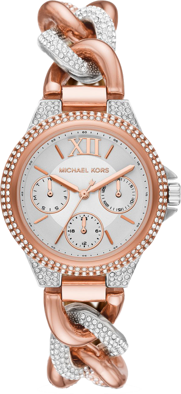 Michael Kors Camille Pavé Chronograph Silver Dial Two Tone Steel Strap Watch for Women - MK6843 Buy Now By Michael Kors