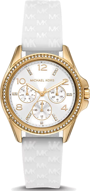 Michael Kors Mini Pilot Quartz Silver Dial White Silicone Strap Watch For Women - MK7372 Buy Now By Michael Kors