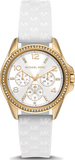 Michael Kors Mini Pilot Quartz Silver Dial White Silicone Strap Watch For Women - MK7372