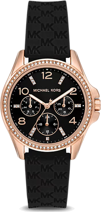 Michael Kors Mini Pilot Black Dial Black Silicone Strap Watch For Women - MK7373 Buy Now By Michael Kors
