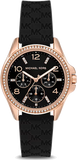 Michael Kors Mini Pilot Black Dial Black Silicone Strap Watch For Women - MK7373