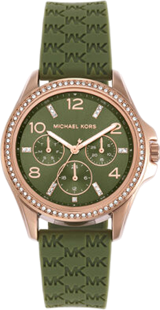 Michael Kors Mini Pilot Chronograph Green Dial Green Silicone Strap Watch For Women - MK7421 Buy Now By Michael Kors