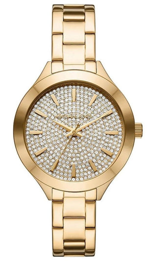 Michael Kors Slim Runway Crystals Gold Dial Gold Steel Strap Watch for Women - MK1046 Buy Now By Michael Kors