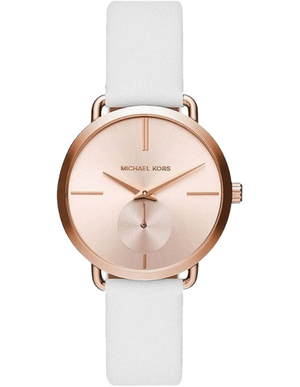 Michael Kors Portia Rose Gold Dial White Leather Strap Watch For Women - MK2660 Buy Now By Michael Kors