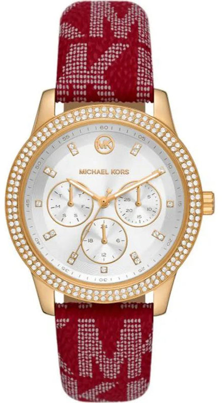 Michael Kors Tibby Multifunction Silver Dial Red Leather Strap Watch For Women - MK2975 Buy Now By Michael Kors