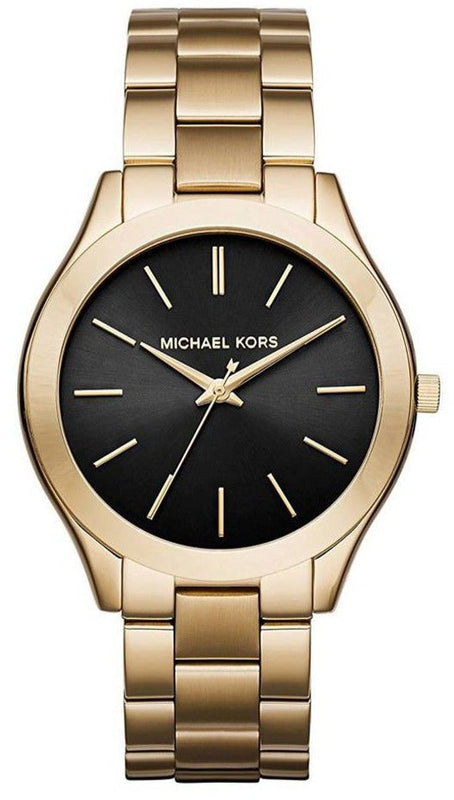 Michael Kors Runway Black Dial Gold Steel Strap Watch for Women - MK3478 Buy Now By Michael Kors