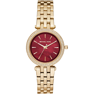Michael Kors Darci Quartz Mother of Pearl Red Dial Gold Steel Strap Watch For Women - MK3583 Buy Now By Michael Kors