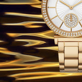 Michael Kors Abbey Three-Hand Analog White Dial Gold Steel Strap Watch for Women - MK4615 Buy Now By Michael Kors