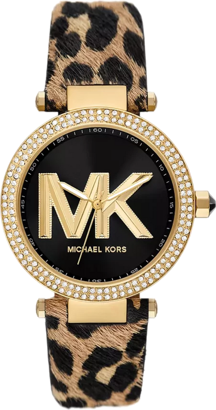 Michael Kors Parker Black Dial Cheetah Print Brown Leather Strap Watch For Women - MK4723 Buy Now By Michael Kors