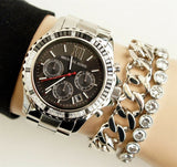 Michael Kors Everest Chronograph Black Dial Silver Steel Strap Watch For Women - MK5753 Buy Now By Michael Kors