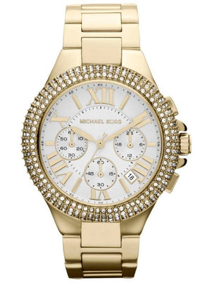 Michael Kors Camille Silver Diamonds Dial Gold Steel Strap Watch for Women - MK5756 Buy Now By Michael Kors