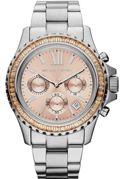 Michael Kors Everest Chronograph Gold Dial Silver Steel Strap Watch For Women - MK5870 Buy Now By Michael Kors