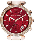 Michael Kors Parker Chronograph Red Dial Rose Gold Steel Strap Watch For Women - MK6106 Buy Now By Michael Kors