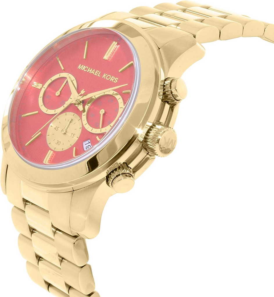 Michael Kors Runway Chronograph Orange Dial Gold Steep Strap Watch For Women - MK6162 Buy Now By Michael Kors