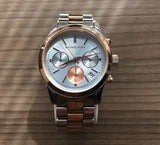 Michael Kors Runway Chronograph Blue Dial Two Tone Steel Strap Watch For Women - MK6166 Buy Now By Michael Kors