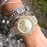 Michael Kors Mini Bradshaw Crystals Gold Dial Gold Steel Strap Watch For Women - MK6494 Buy Now By Michael Kors