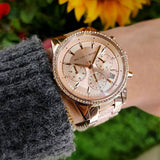 Michael Kors Ritz Chronograph Rose Gold Dial Rose Gold Steel Strap Watch For Women - MK6598 Buy Now By Michael Kors