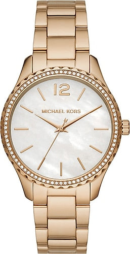 Michael Kors Layton Three Hand Mother of Pearl White Dial Gold Steel Strap Watch For Women - MK6870 Buy Now By Michael Kors