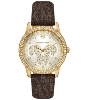 Michael Kors Tibby Multifunction Gold Dial Brown Leather Strap Watch For Women - MK6966 Buy Now By Michael Kors