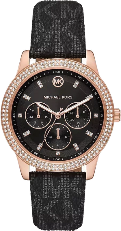 Michael Kors Tibby Multifunction Black Dial Black Leather Strap Watch For Women - MK6968 Buy Now By Michael Kors