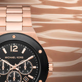 Michael Kors Lennox Chronograph Black Dial Rose Gold Steel Strap Watch For Men - MK8940 Buy Now By Michael Kors