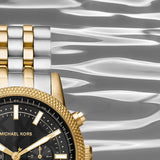Michael Kors Hutton Chronograph Black Dial Two Tone Steel Strap Watch For Men - MK8954 Buy Now By Michael Kors