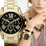 Michael Kors Bradshaw Black Dial Gold Steel Strap Watch for Women - MK5739 Buy Now By Michael Kors