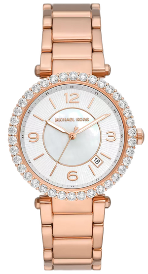 Michael Kors Parker Three-Hand Mother of Pearl White Dial Rose Gold Steel Strap Watch For Women - MK4695 Buy Now By Michael Kors