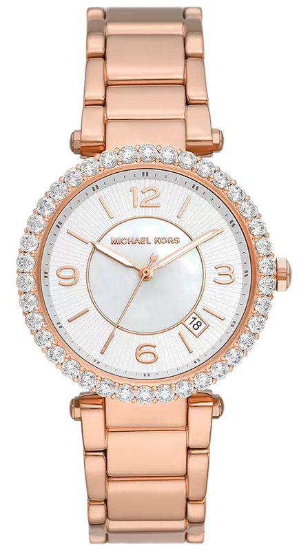 Michael Kors Parker Three-Hand Mother of Pearl White Dial Rose Gold Steel Strap Watch For Women - MK4695 Buy Now By Michael Kors