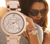 Michael Kors Parker Pink Dial Two Tone Steel Strap Watch for Women - MK5896 Buy Now By Michael Kors