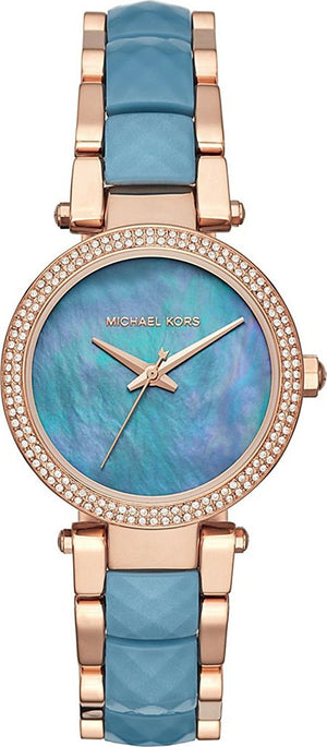 Michael Kors Parker Blue Mother of Pearl Dial Two Tone Steel Strap Watch for Women - MK6491 Buy Now By Michael Kors
