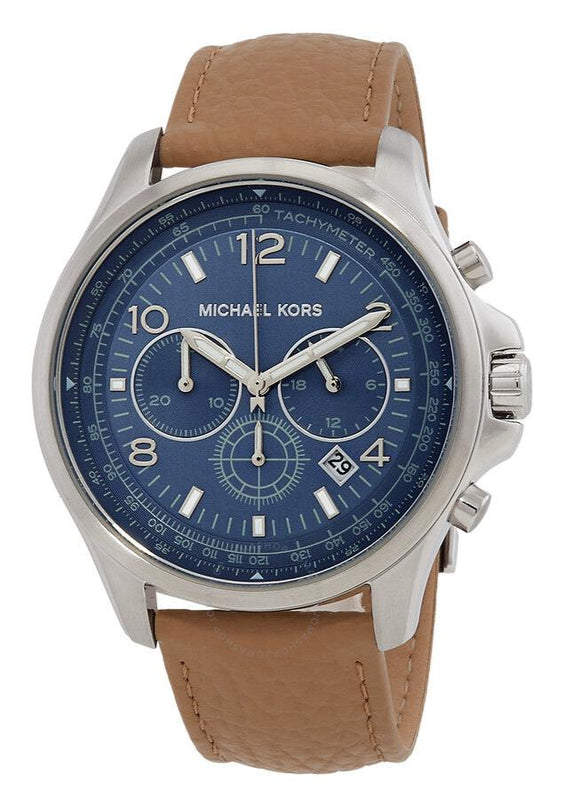 Michael Kors Pilot Chronograph Blue Dial Brown Leather Strap Watch for Men - MK9128 Buy Now By Michael Kors