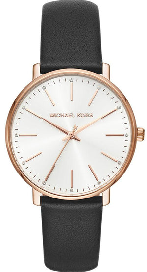 Michael Kors Pyper Quartz White Dial Black Leather Strap Watch For Women - MK2834 Buy Now By Michael Kors