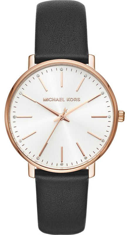 Michael Kors Pyper Quartz White Dial Black Leather Strap Watch For Women - MK2834 Buy Now By Michael Kors