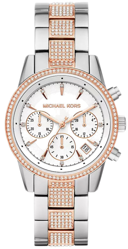Michael Kors Ritz Chronograph White Dial Two Tone Steel Strap Watch For Women - MK6651 Buy Now By Michael Kors
