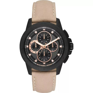 Michael Kors Ryker Chronograph Black Dial Beige Leather Strap Watch For Men - MK8520 Buy Now By Michael Kors