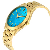 Michael Kors Slim Runway Blue Mother of Pearl Dial Gold Steel Strap Watch for Women - MK3492 Buy Now By Michael Kors