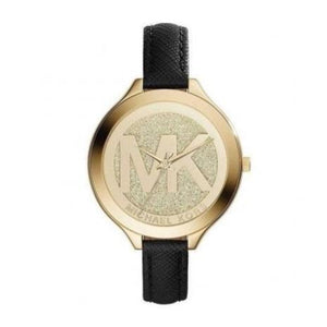 Michael Kors Slim Runway Quartz Gold Dial Black Leather Strap Watch For Women - MK2392 Buy Now By Michael Kors