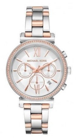 Michael Kors Sofie Chronograph Quartz White Dial Two Tone Steel Strap Watch For Women - MK6558 Buy Now By Michael Kors